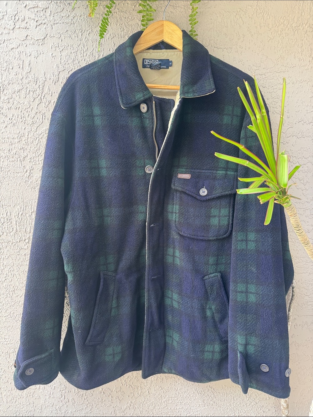 Polo by Ralph Lauren Navy & Dark Green Plaid outerwear Fleece  Jacket